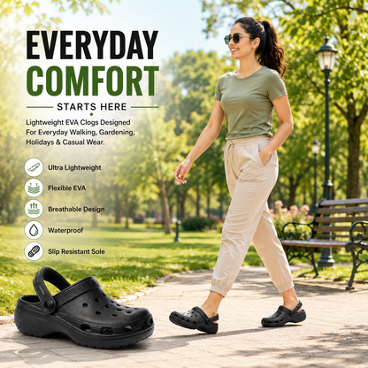 A2Z Ladies Black EVA Clogs Lightweight Garden Beach Shoes UK Sizes 3 to 7