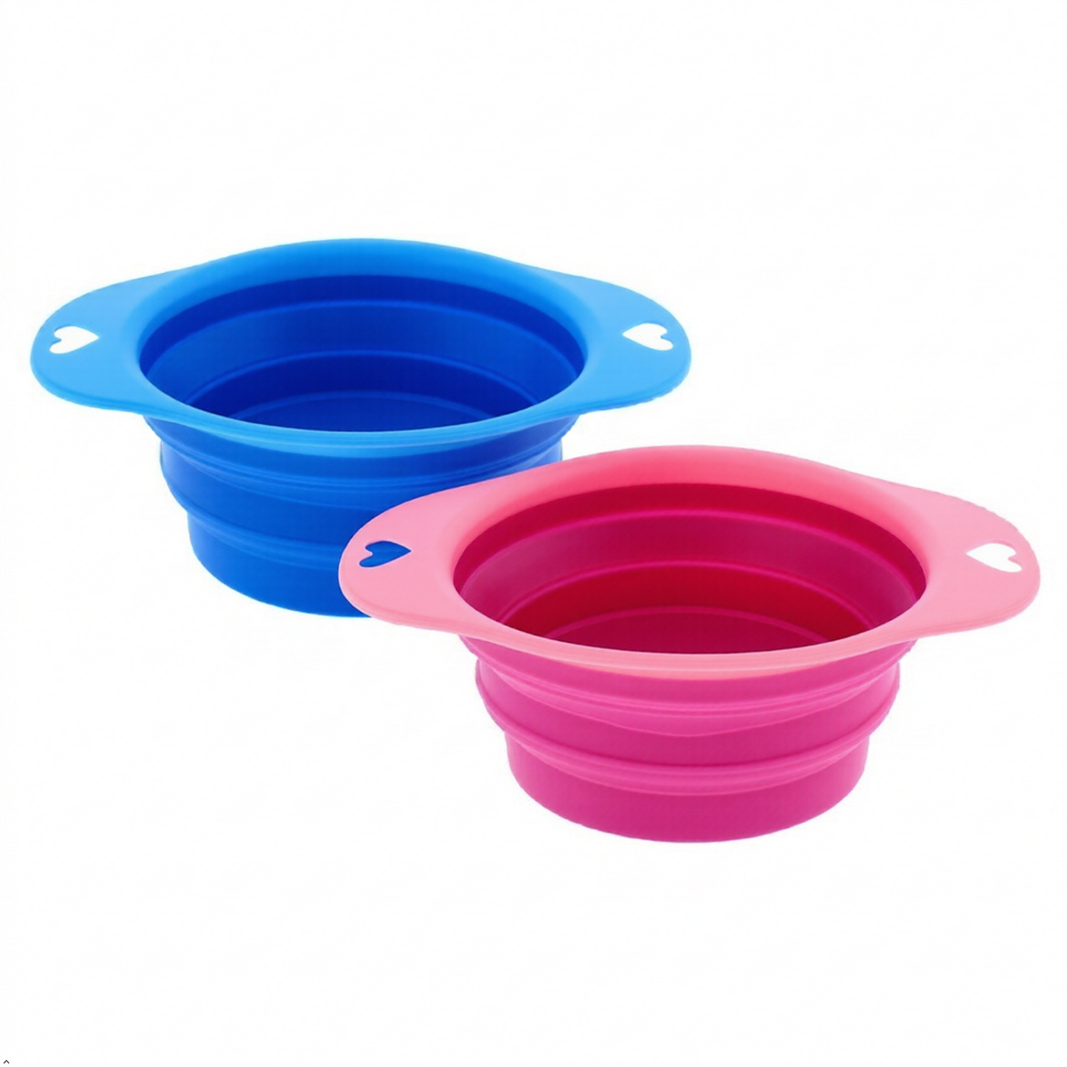 2 Pack Collapsible Silicone Dog Bowls Portable Travel Pet Feeding Bowl 550ml