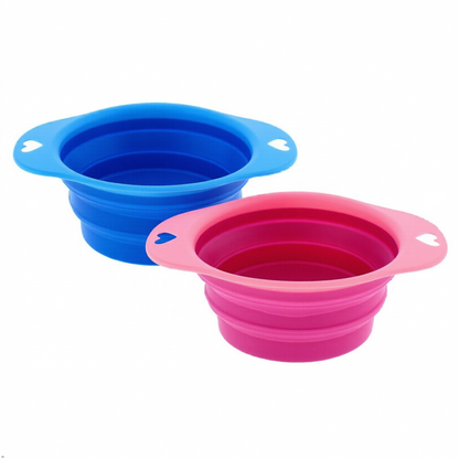 2 Pack Collapsible Silicone Dog Bowls Portable Travel Pet Feeding Bowl 550ml