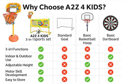 3 in 1 Kids Toss Game Set Basketball Hoop Football Goal Net with Target Boar