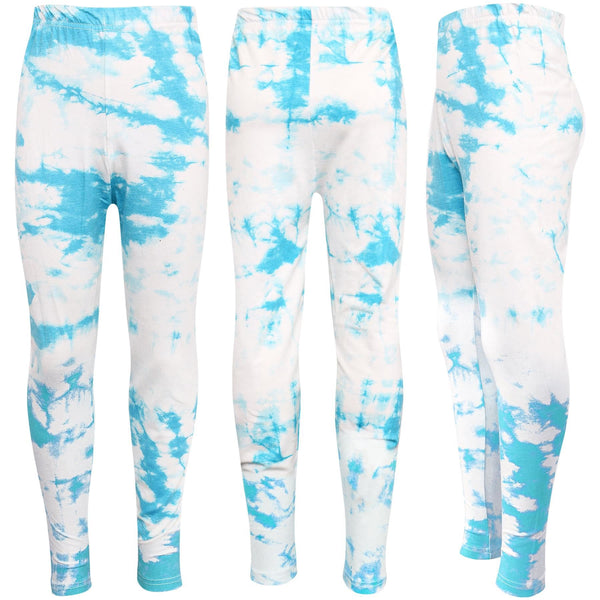 Kids Girls Leggings Tie Dye Blue Print Stylish Fahsion Trendy Dance Legging 5-13