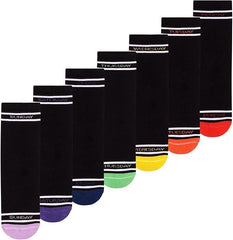 Boys Girls 7 Days Week Socks Cotton Rich Plain Ankle Colourful Heal Toes Socks