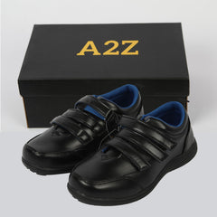 Kids Boys Teens School Shoes Black PU Leather Velcro Strap Trainers Size 10 to 7