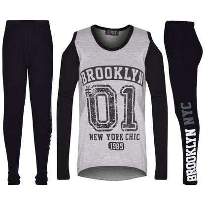 Girls Top Kids Brooklyn #01 Print Trendy Top & Fashion Legging Set 7-13 Years