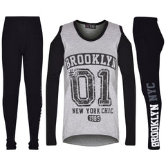 Girls Top Kids Brooklyn #01 Print Trendy Top & Fashion Legging Set 7-13 Years