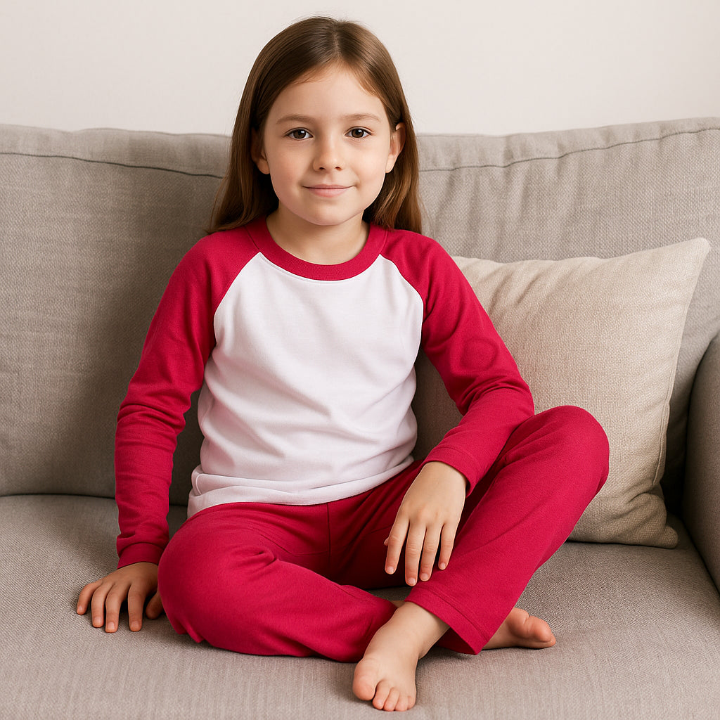 A2Z 4 Kids Girls Boys PJs Plain Color Stylish Color Contrast Pyjamas Sleepwear