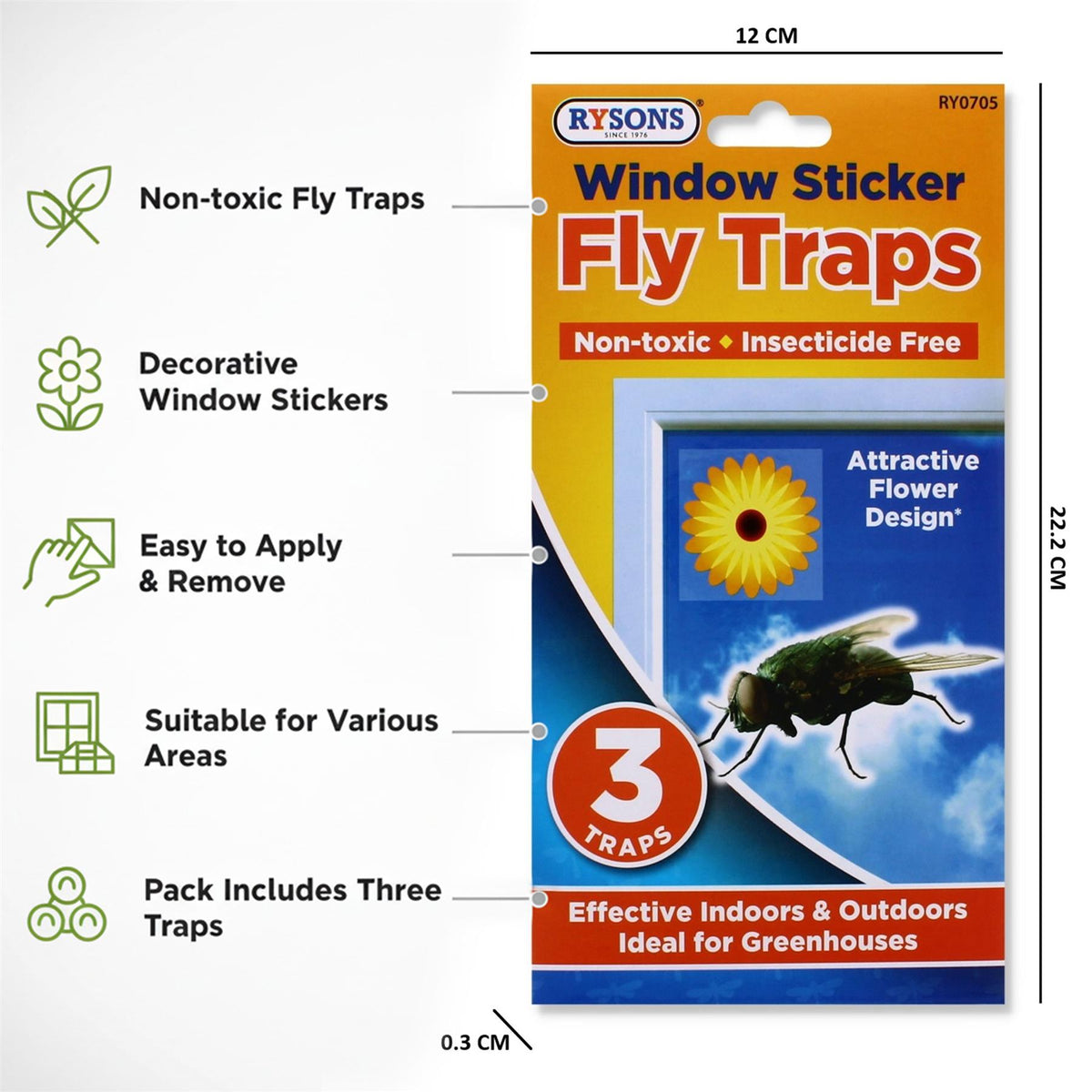A2Z Window Sticker Fly Traps Pack of 3 Non Toxic Sticky Fly Catcher Stickers