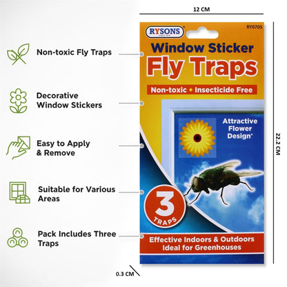 A2Z Window Sticker Fly Traps Pack of 3 Non Toxic Sticky Fly Catcher Stickers