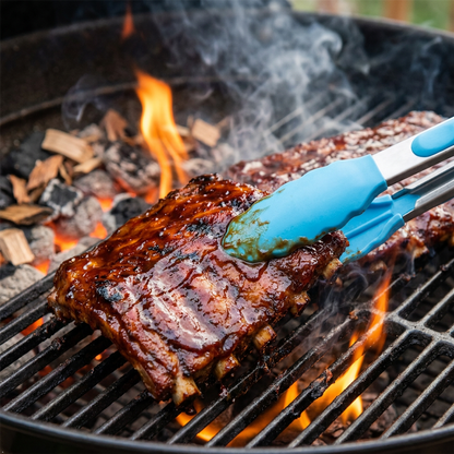 Silicone Grip Tongs Pack of 3 Heat Resistant Kitchen BBQ Cooking Serving Tongs