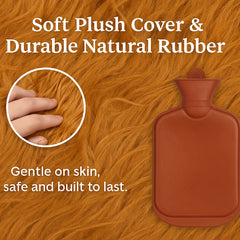 A2Z Hot Water Bottle 750ml Animal Design Highland Soft Plush Cover Heat Therapy