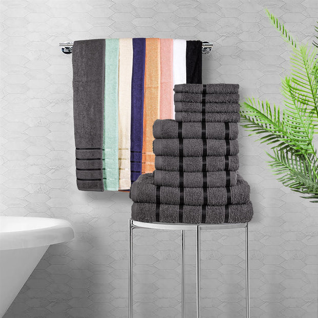 Luxurious 10 Piece Towel Bale Set 2x Bath Towels (66x118cm) 4x Soft and Absorbent Hand Towels (51x81cm) and 4x Cozy Face Towels (30x30cm) 500 GSM 100% Cotton Towels Available in 1 Pack adn 2 Pack Options - A2Z 4 Kids