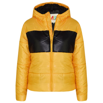 Kids Girls Boys Contrast Panel Jackets Hooded Padded Quilted Warm Coats 5-13 Yr