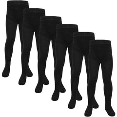 Kids Girls Fleece Lined Thermal Tights Pack 3 Or 6 Cosy Winter Stretchy Tights