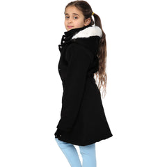 Kids Hooded Camo Parka Jacket Faux Fur Coat For Girls Age 5-13 Years
