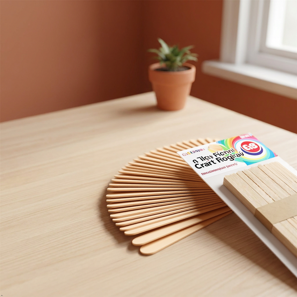 A2Z Assorted Wooden Craft Sticks 100 Pack Colour Popsicle Art Supplies 19cm