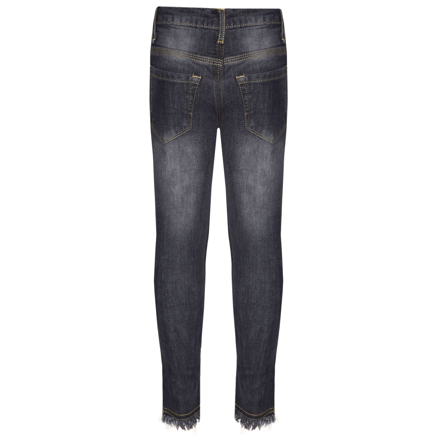 Girls Skinny Jeans Kids Stretchy Denim Ripped Rough Pants Trousers Jeggings 5-13