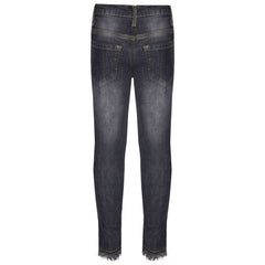 Girls Skinny Jeans Kids Stretchy Denim Ripped Rough Pants Trousers Jeggings 5-13