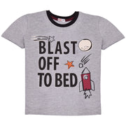 Kids Girls Blast Off To Bed Print Grey Pyjamas Set - A2Z 4 Kids