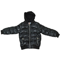 Kids Girls Boys Fashion Shiny Padded Jacket Metallic Wet Look Bubble Coat