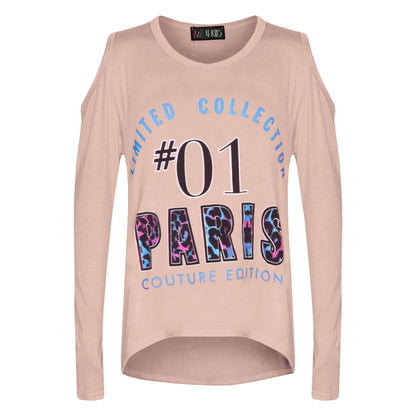 Girls Top Kids #01 Paris Print Trendy Top & Multi Leoaprd Legging Set 7-13 Years