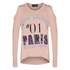 Girls Top Kids #01 Paris Print Trendy Top & Multi Leoaprd Legging Set 7-13 Years