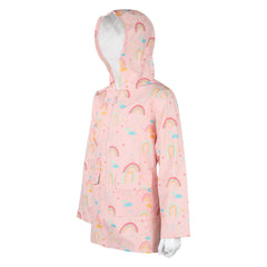 Kids Girls Rainbow Raincoat Wind Resistant Lightweight Hooded Waterproof Jackets