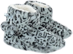 Ladies Slipper Bootie Novelty Leopard Pattern Warm Winter Knitted Ankle Boots