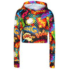 Kids Girls Wow Bang Boom Hooded Crop Top T Shirt Legging Lounge Wear Set 7-13 Yr