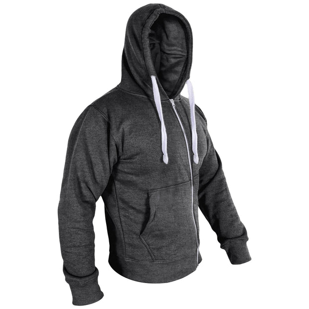 Mens Fleece Plain Zipper Hooded Long Sleeve Sweatshirt For Adults S-4XL