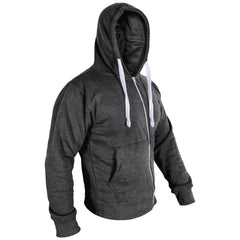 Mens Fleece Plain Zipper Hooded Long Sleeve Sweatshirt For Adults S-4XL