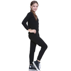 Kids Girls Ribbed Top & Bottom Tracksuit Lounge Wear Long Sleeves Outfit Set