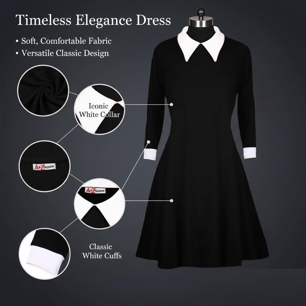 A2Z 4 Kids Girls Swing Dress Long Sleeve Peter Pan Collar Gothic Girl Dress