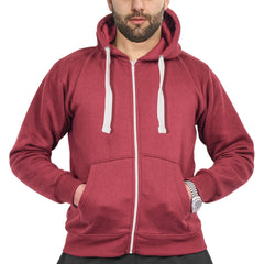 Mens Fleece Plain Zipper Hooded Long Sleeve Sweatshirt For Adults S-4XL