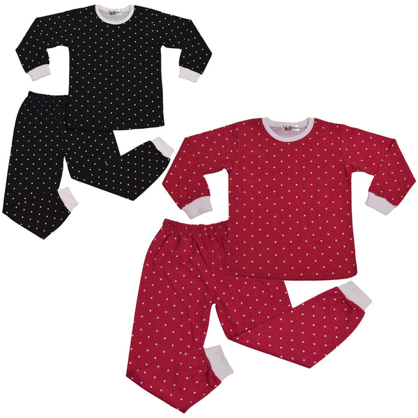 A2Z 4 Kids Girls Boys Polka Dot Children PJs 2 Piece Cotton Set Lounge Suit Nightwear Sleepwear Unisex Top Bottom Pyjamas Loungewear Dress Up Outfit Set Gifts for Children Girls & Boys Age 5-13 years