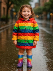 A2Z 4 Kids Girls Rainbow Rain Boots Glitter Multicolour PVC Wellington Wellies