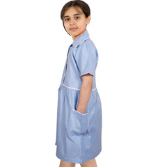 Kids Girls Gingham School Dress Check Dresses With Matching Scrunchies 2-14