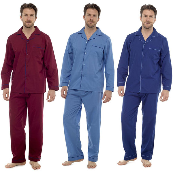 Men's Traditional Pyjama Set Button Through Contrast Sleepwear Loungewear Dress