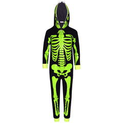 Kids Girls Boys Skeleton A2Z Onesie One Piece With Face Mask Halloween Costume