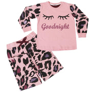 Kids Girls Goodnight Pyjamas Children Baby Pink PJs 2 Piece Leopard Loungewear - A2Z 4 Kids