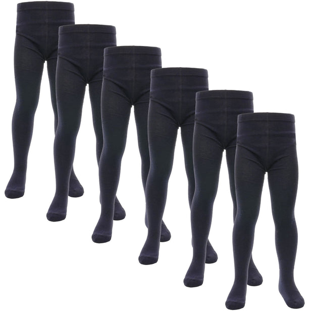 Kids Girls Cotton Rich Uniform School Tights Pack Of 6 Warm Thick Schoolwear - A2Z 4 Kids