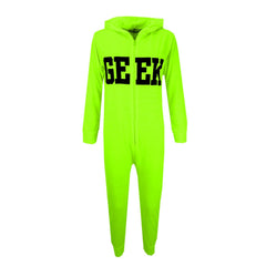 Kids Girls Boys GEEK Print A2Z Onesie One Piece Summer Jumpsuit PJ's 7-13 Years