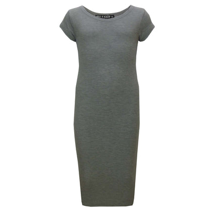 A2Z 4 Kids Girls Bodycon Plain Midi Dress Short Sleeve Dresses Party Costume