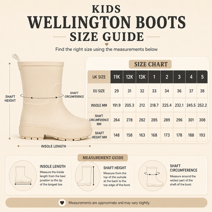 Kids Girls Wellington Wellies Non-Slip Waterproof Lightweight Rain Boots