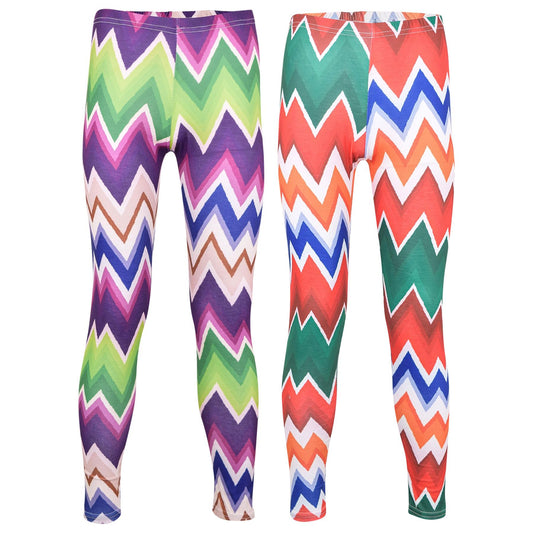 A2Z 4 Kids Girls Chevron Leggings Soft Stretchy Casual Wear Workout Trouser 7-13