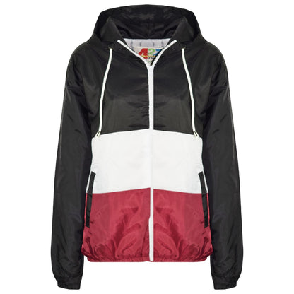 Kids Girls Boys Windbreaker Contrast Panel Jackets Hooded Raincoat Rain Mac 5-13