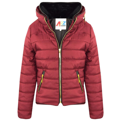 A2Z 4 Kids Girls Jacket Kids Stylish Dusty Pink._Padded Puffer Bubble Fur Collar Quilted Warm Thick Coat Jackets 3 4 5 6 7 8 9 10 11 12 13 Years