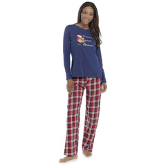 A2Z Women Pyjama Set Chirstmas Novelty Cotton Jersey Check Bottom Nightwear Set