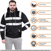 A2Z High Visibility Safe Work Hooded Zipper Two Tone Reflective Tape Pullover Sweatshirt Hi Vis Viz Casual Workout Safety Zip Up Hoodie Workwear For Men's Small Mediuam Large XL 2XL 3XL 4XL