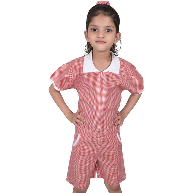 Kids Girls Gingham School Playsuit Check Summer Dresses With Matching Scrunchies - A2Z 4 Kids