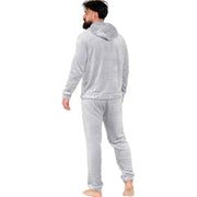 Mens Pyjamas Soft Warm Fleece Adults Hooded Pyjamas 2 Piece Gift Set For Mens